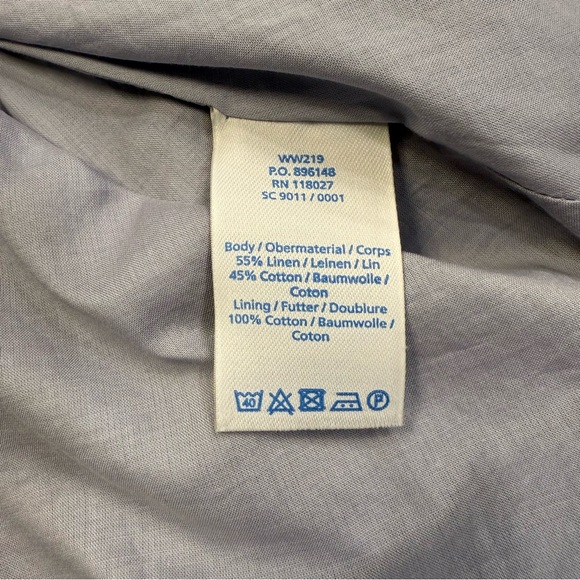 Boden Linen Blend Midi Dress Blue Gray Sleeveless Pockets Women’s 8 - Picture 8 of 9